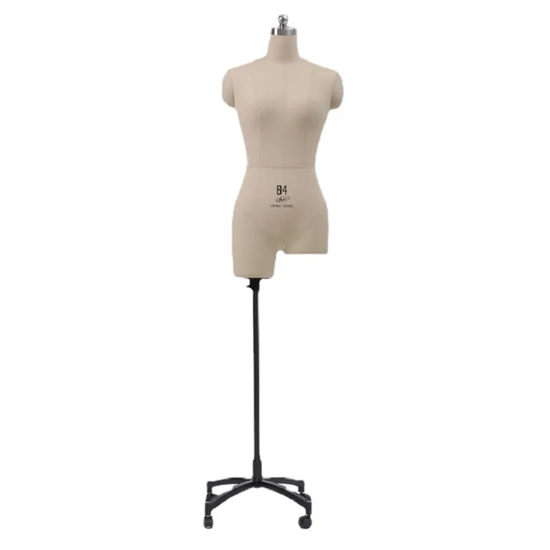 Maniquí de medio cuerpo para diseño de ropa, modelo de sastre femenino de costura, soporte de forma de vestido de busto, Base de Metal, Pin de lata