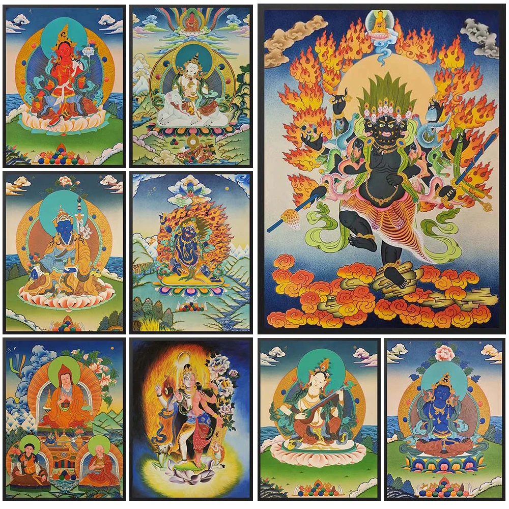 Thangka Hinduism Buddhism Buddha Bodhisattva Religion Wall Pictures For Living Room Poster Wall Art Canvas Painting Unframed