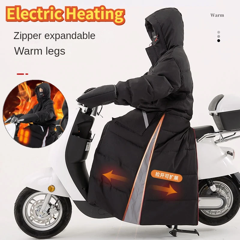 Electric Heating Motorcycle Windshield Quilt Winter Outdoor Skiing Fishing Riding Plush Thickened Waterproof Cold-proof Clothes