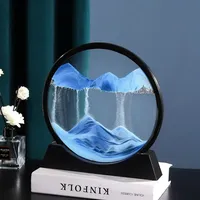 Rotatable flowing sand round glass 3D sand scene motion flowing sand hourglass creative flowing sand home decoration gift