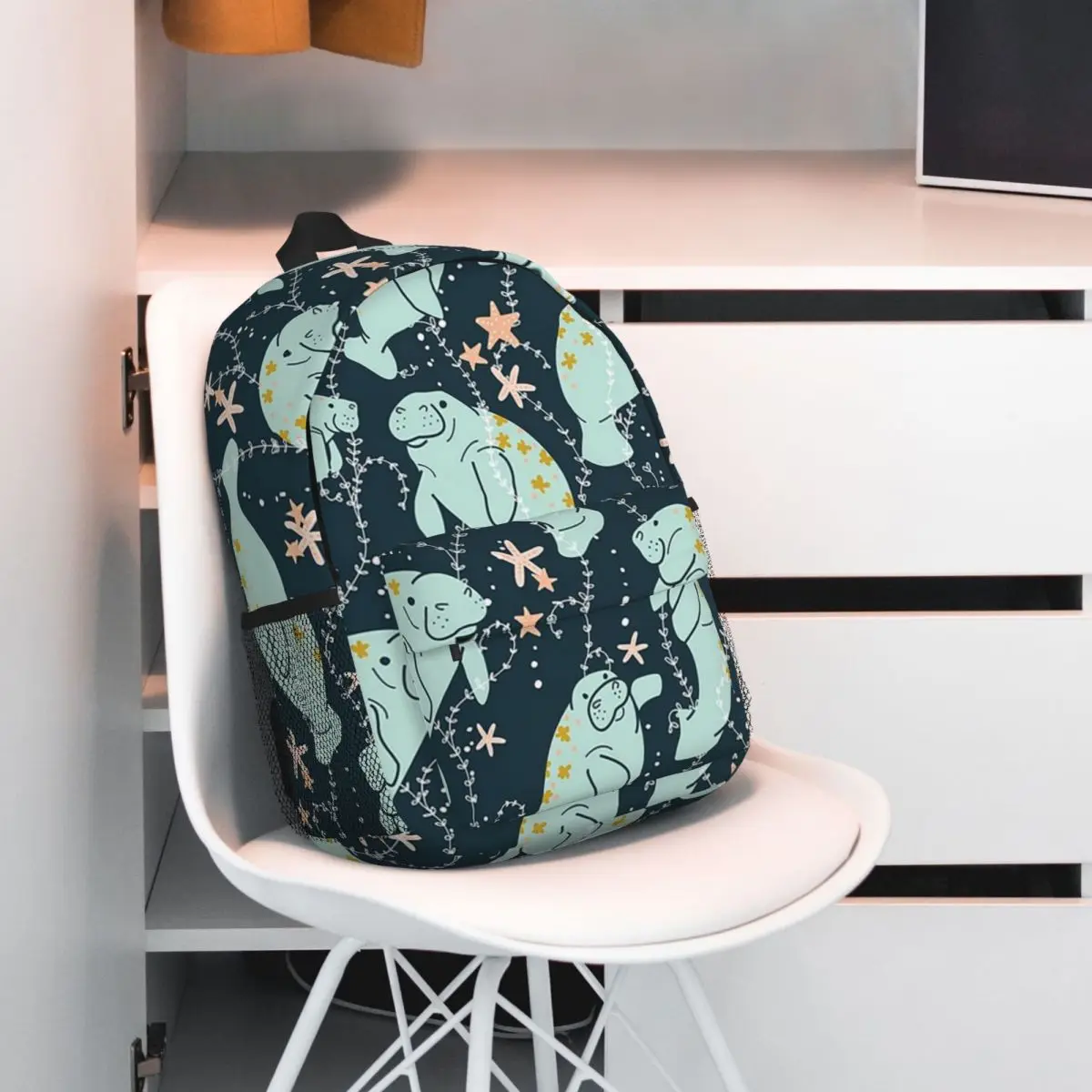 Oh The Hue-Manatee Teal Backpacks Teenager Bookbag Fashion Students School Bags Laptop Rucksack Shoulder Bag Large Capacity