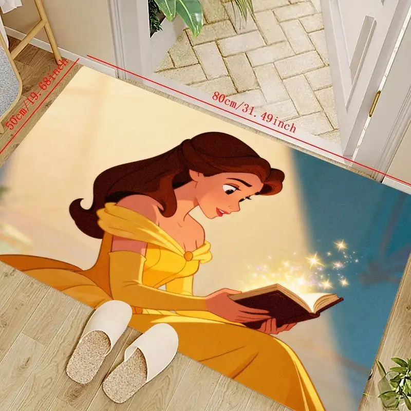 

1PC Disney Princess Belle Reading Magic Book Floor Mat, Beauty and the Beast Themed Soft Non-Slip Area Rug for Living Room, Bedr