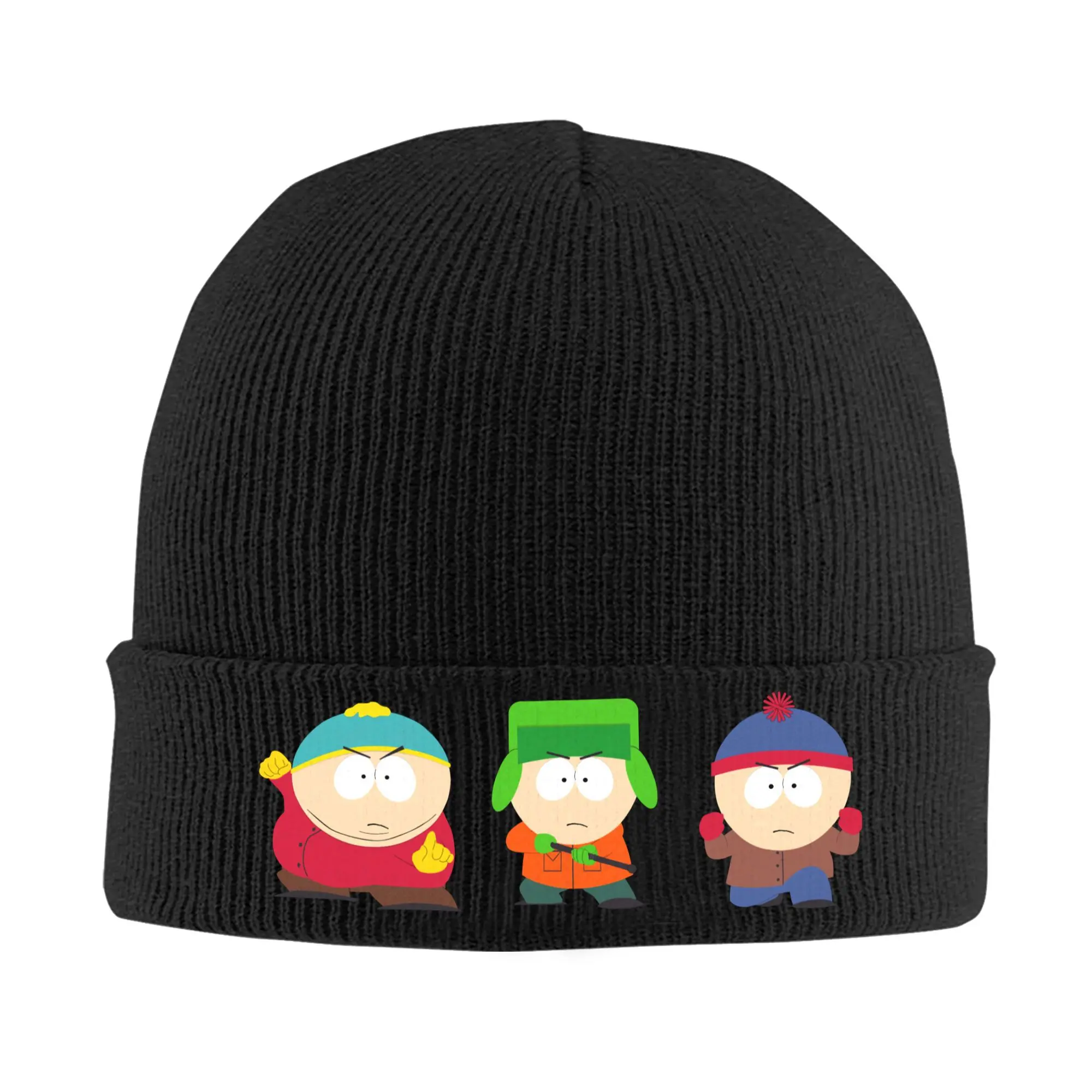 Bonés de malha de desenho animado South-Parks para mulheres e homens Skullies Gorros Chapéus de inverno acrílicos Cartman Kyle Stan Bonés de crochê