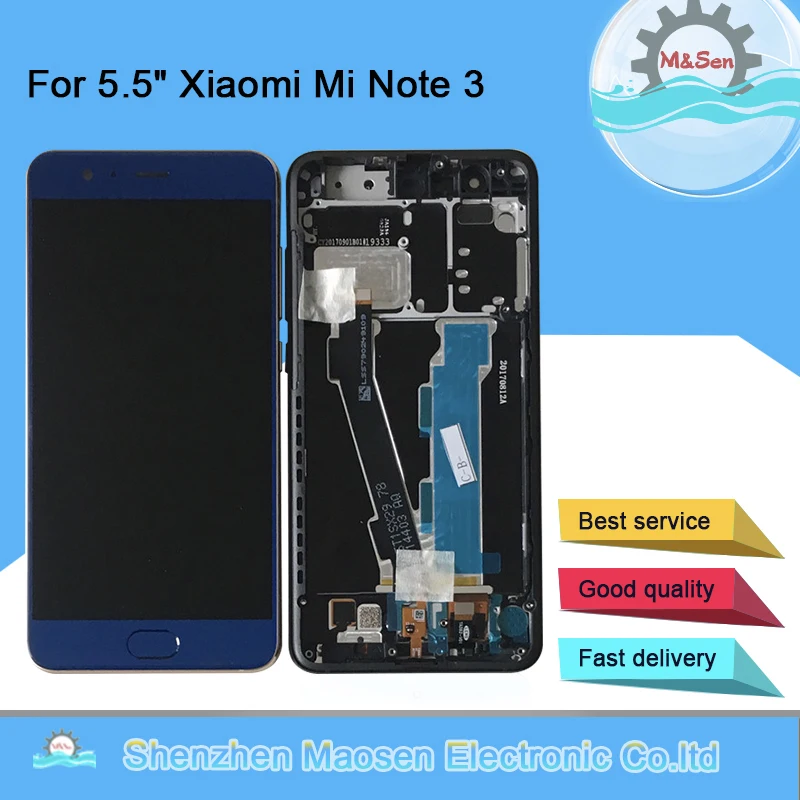 

Top 5.5" Original M&Sen For Xiaomi Mi Note 3 LCD Display Screen+Touch Screen Digitizer With Fingerprint With Frame Mi