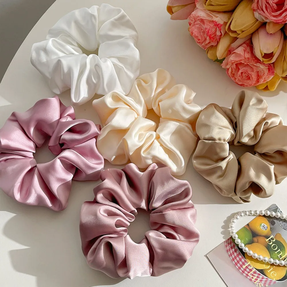 Morandi Large Intestine Hair Band for Women Korean Soild Color Satin Elastic Ponytail Headband Hairband Hair Accessories юбка