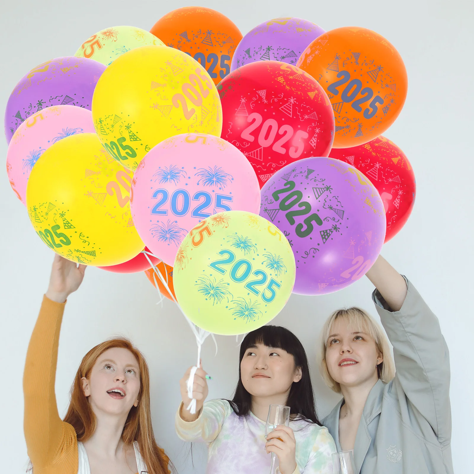 

100Pcs New Year Balloons Colorful Thick Latex 12 Inch for 2025 Christmas Holiday Party Decorations 2025 New Year Balloons