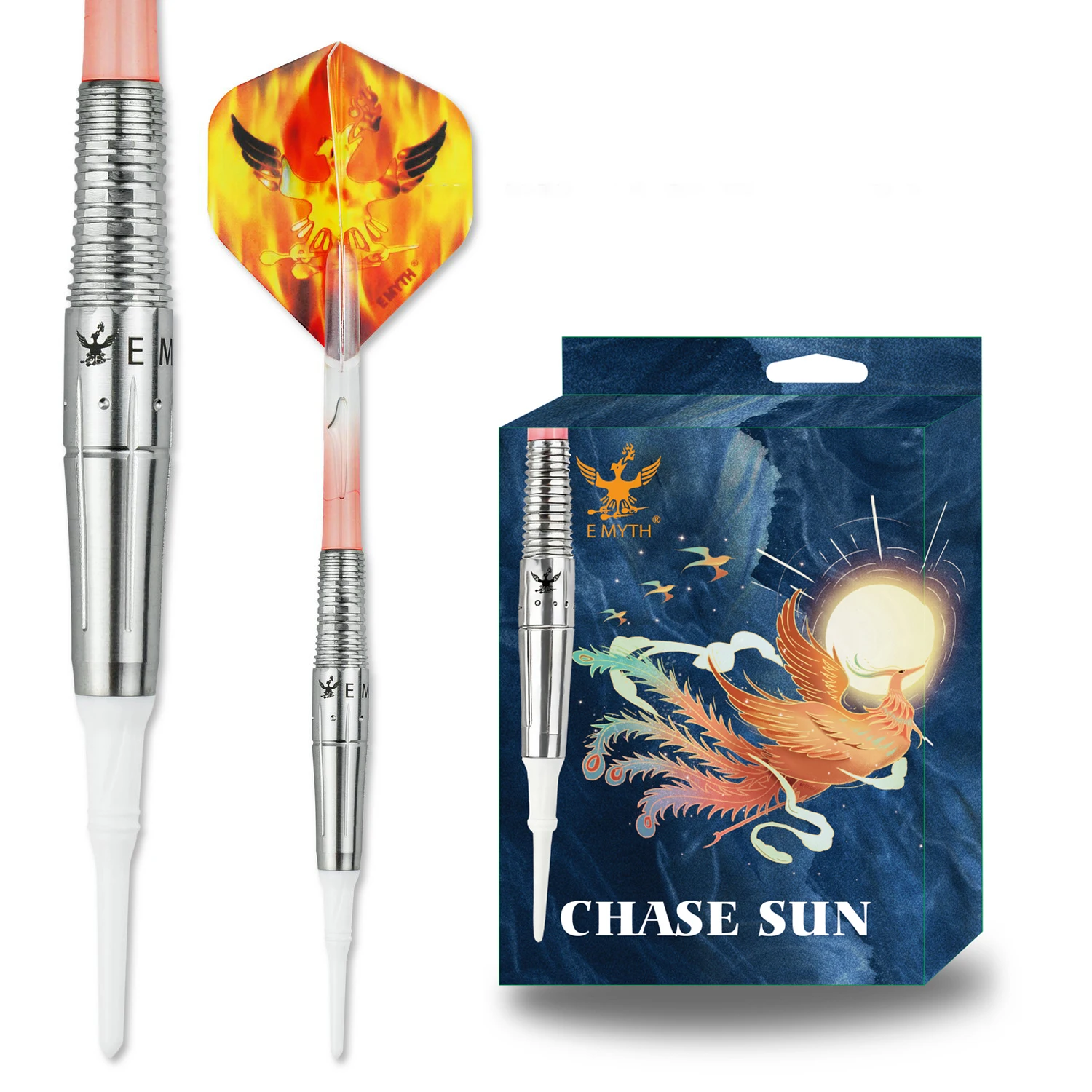 

E MYTH Chase Sun Series 3 pcs/Set 90% Tungsten Drop Resistant 18.5g Soft Tip Darts for Student Competition and Practice