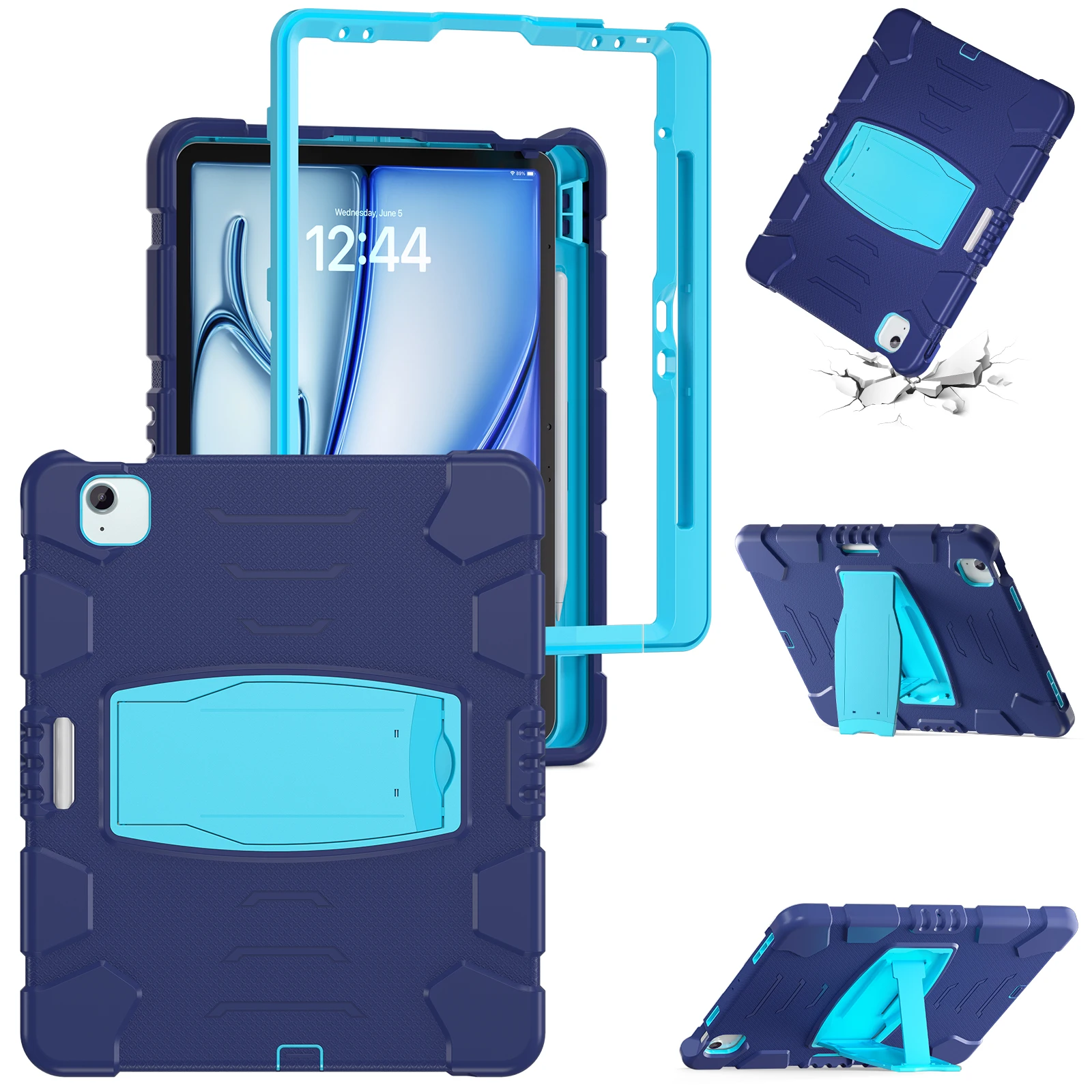 

Универсальный противоскользящий чехол для iPad Air 13 2025 M3 2024 M2 Pro 12,9 3-й 4-й 5-й 6-й поколение 2018 2020 2021 2022 сверхмощный чехол-подставка