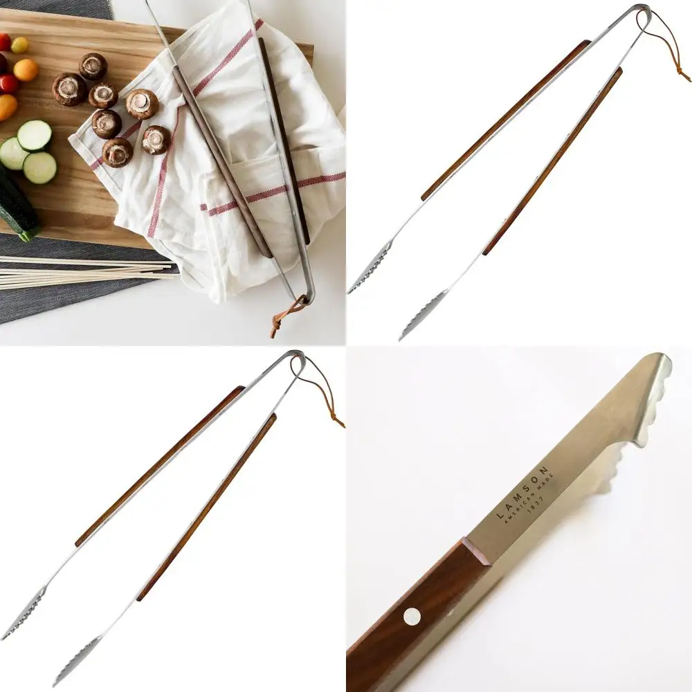 

Gourmet Grilling Tongs featuring Durable Walnut Grip