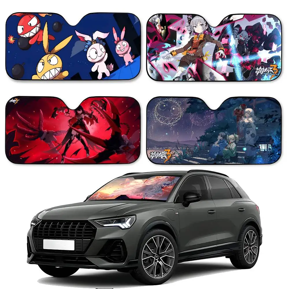 Honkai تأثير الزجاج الأمامي ظلة نافذة السيارة غطاء الزجاج الأمامي الشمس الظل السيارات الشمس قناع سيارة يغطي سيارة الحماية من الشمس