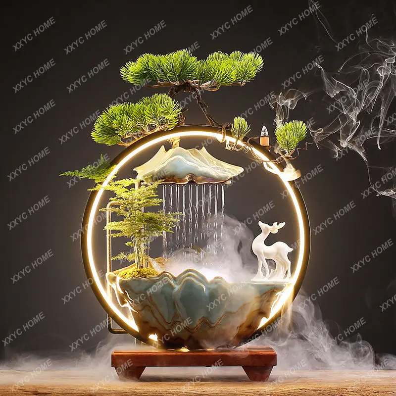 Zen Circulation Water Fountain Lucky Decoration Living Room Office Atomization Humidifier