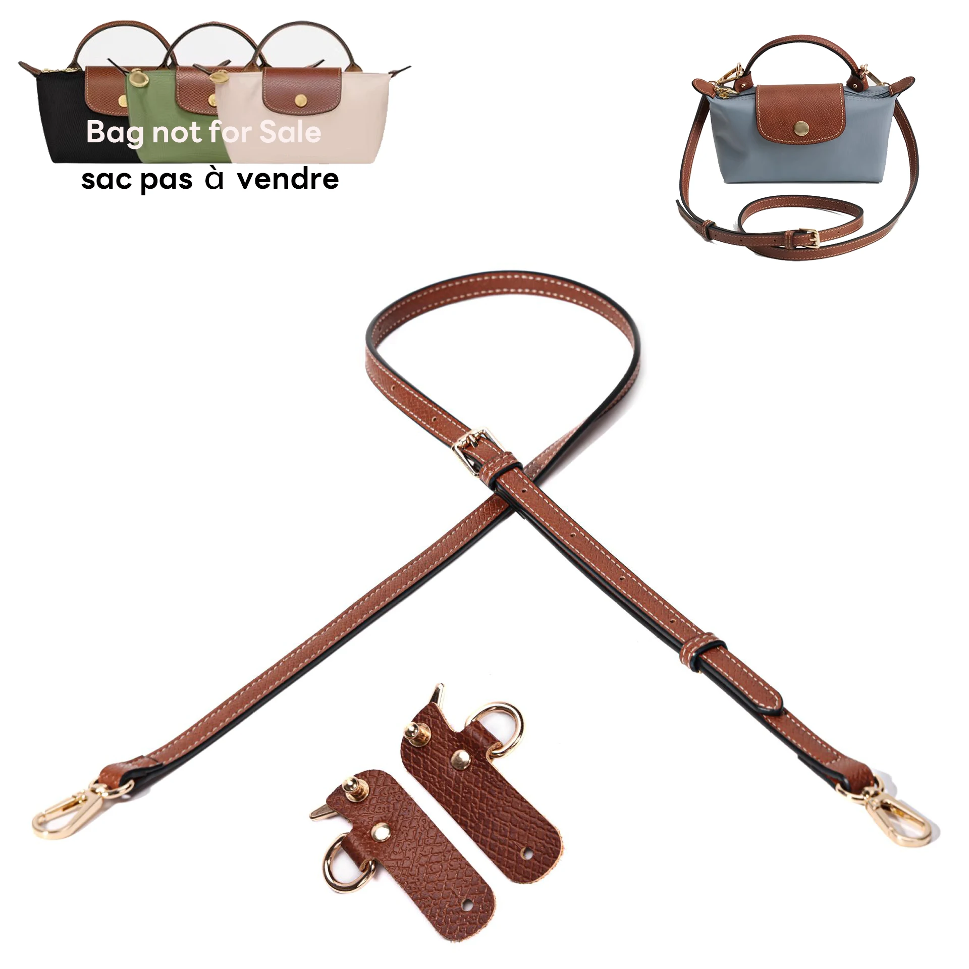 

Bag Straps Set for LONGCHAMP Mini Bag Leather Accessories DIY Transformation Punch Free Shoulder Crossbody Conversion