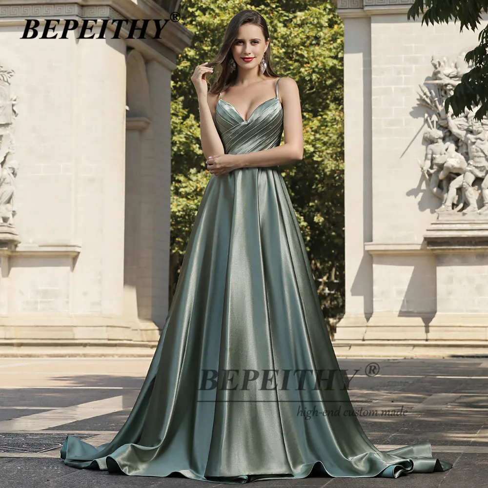 BEPEITHY-Vestido largo de noche verde aguacate, sin mangas, línea A, elegante, para fiesta de graduación, primavera 2022