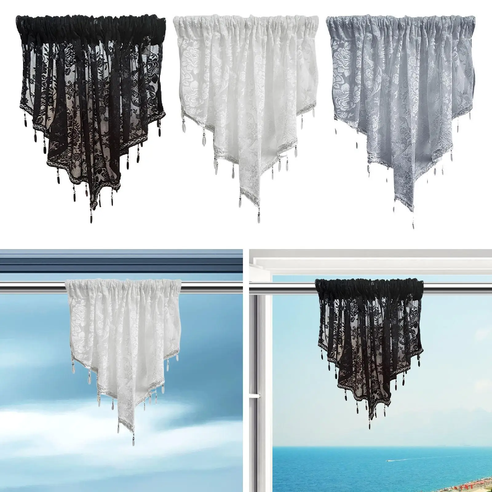 Window Valance Decorative Easy Installation Home Decor Lightweight Kitchen