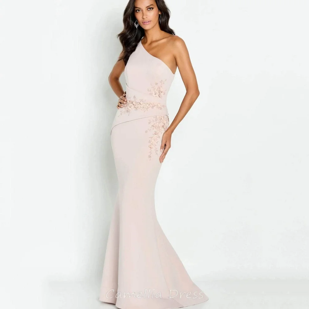 

Customized Mother of the Bride Dress Elegant One Shoulder Women Applique Dress Mermaid Wedding Party Gown vestido invitada boda