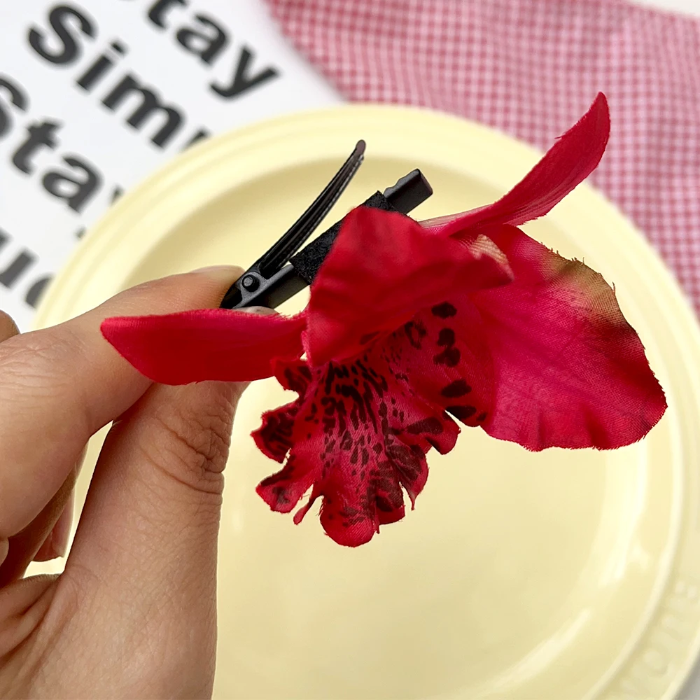 2024 Korean Hawaiian Beach Flower Hair Clips Orchid Hair Clips Tropical Fancy Dress Accessories Women Girls Fashion Headdress image 3