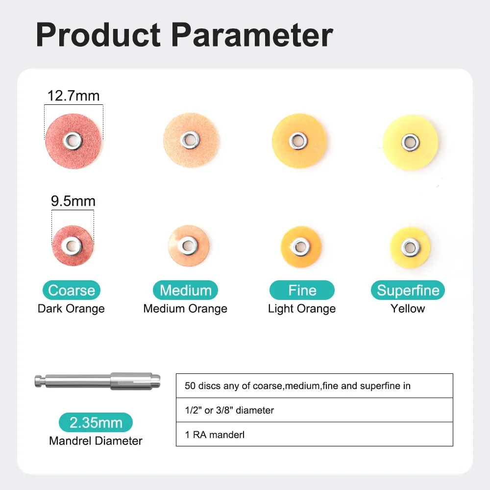 50Pcs/Bag Dental Finishing and Polishing Discs Composites Ceramics and Glass Ionomer Restorations 135C Autoclavable Materials