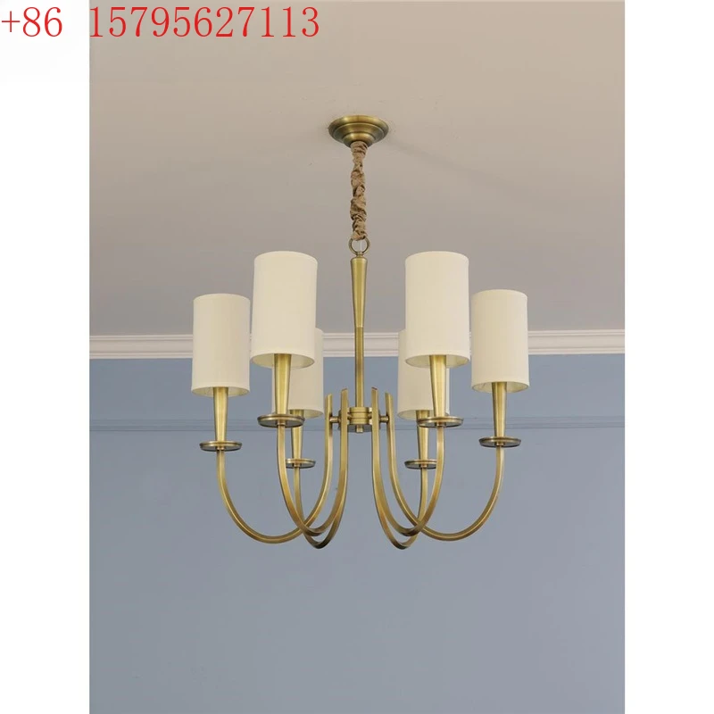 

All copper American chandelier simple modern Nordic living room dining room bedroom study pure copper chandelier