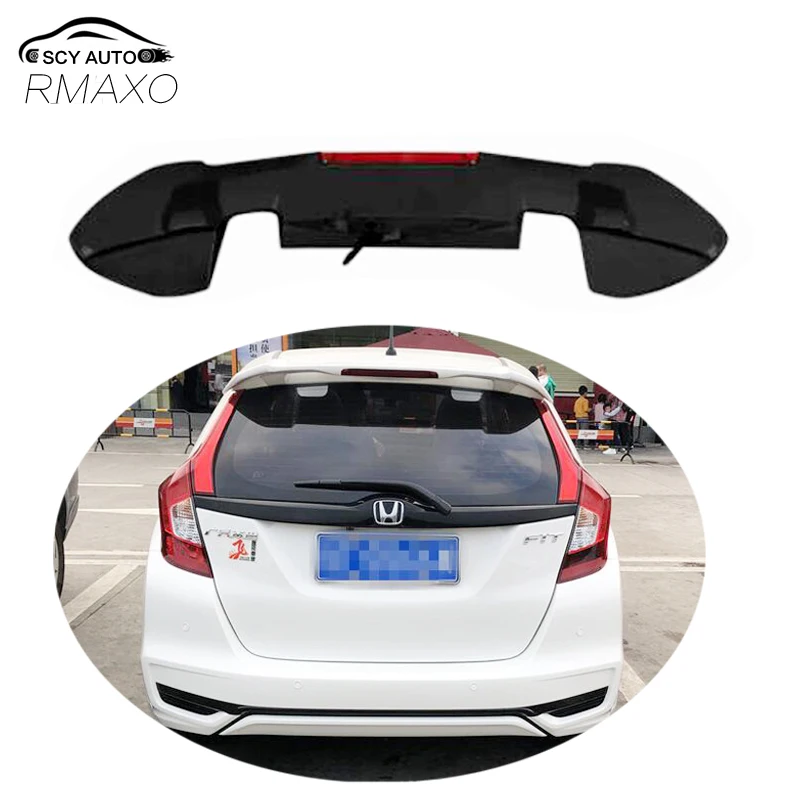 For HONDA FIT Spoiler 2018-2019 jazz spoiler RSDLD High Quality ABS Material Car Rear Wing Primer Color Rear Spoiler