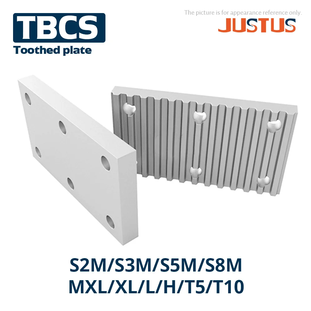 

TBCS Aluminum Clamp Tooth plate S2M/S3M/S5M/S8M/XL/L/H/T5/T10 Timing Belt Connector Clamping Tooth Plate Width 4-50mm