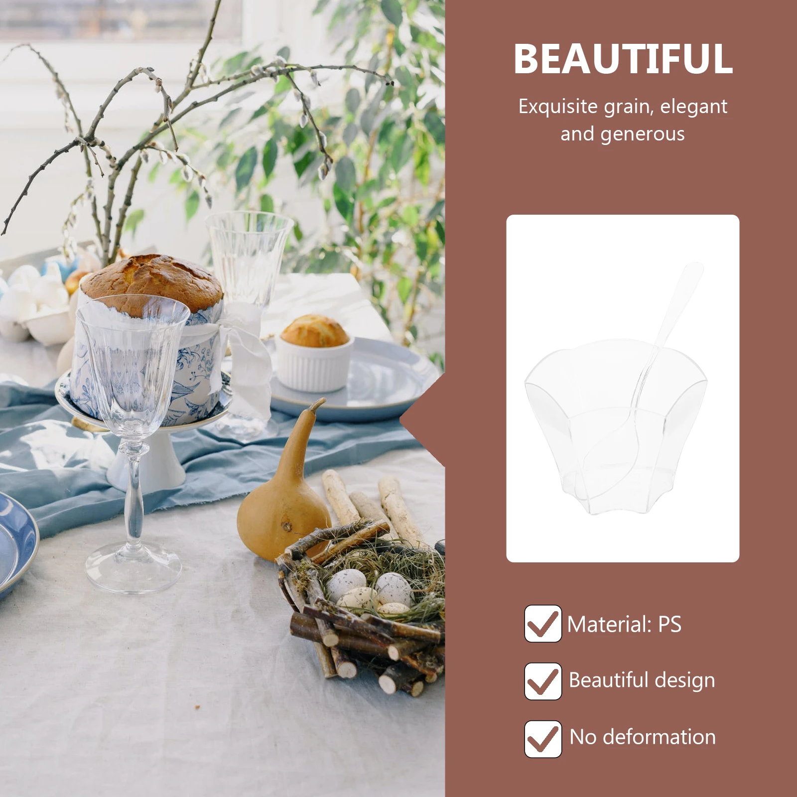 

50Sets Clear Plastic Dessert Cups Multipurpose for Wine Cocktail Ice Cream Pudding Home Shop Decorative Use Juice Cup