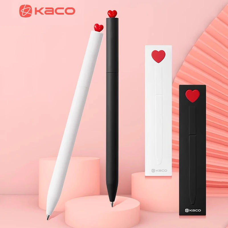 Kaco Kawaii Rotating Gel Pen Press 0.5MM Cute Heart Sign Pens Caneta High-capacity Pучки for Love Gift Office School Stationery