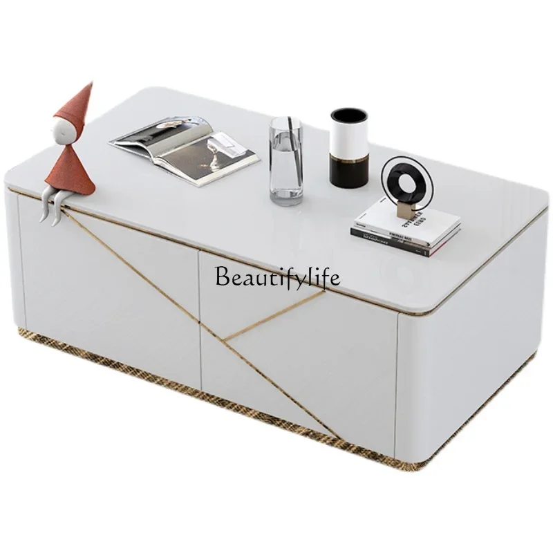 

Z.Simple modern living room household square coffee table small apartment rock slab square table