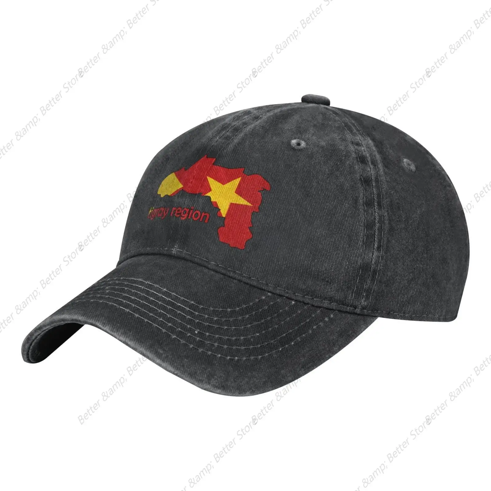 Men and Women Tigray Region Flag Adjustable Hat Fashionable Washed Baseball Cap Vintage Washed Denim Hats