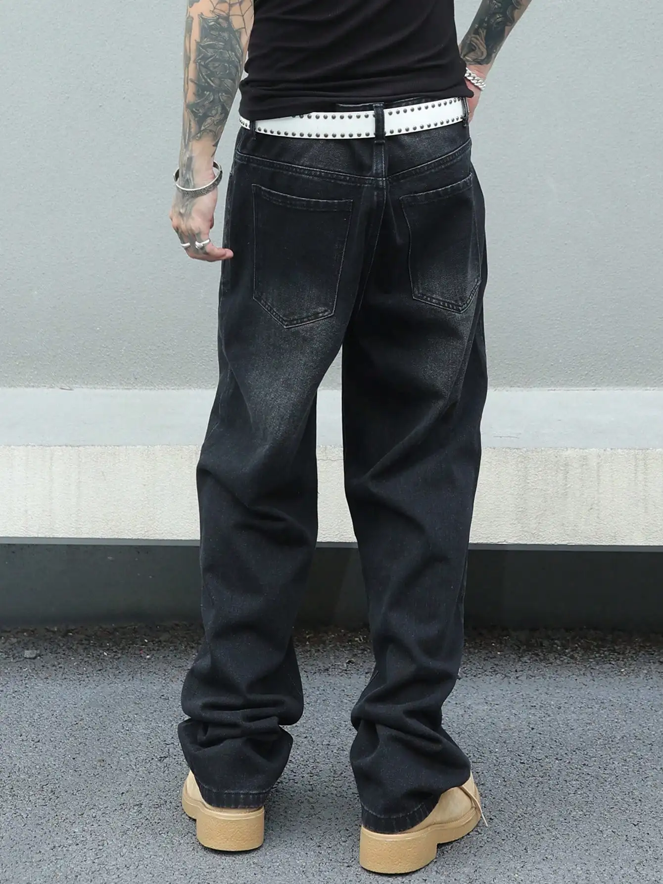 กางเกงยีนส์ทรงแบ็กกี้สไตล์วินเทจ Y2K สำหรับผู้ชาย แฟชั่นลำลอง สตรีทแวร์ ฮิปฮอป ทรงขากว้าง ทรงตรง