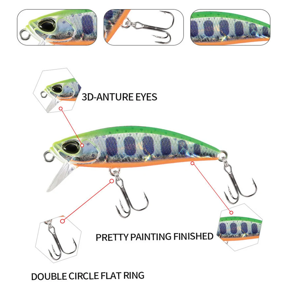 4.8cm 6.5g Fishing Lure Micro Minnow Wobbler Long Cast Sinking Trolling Jerkbait Swimbait Artificial Hard Bait Trout Bass Bait