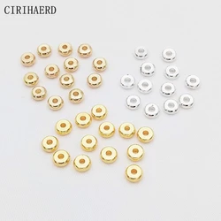 Cuentas espaciadoras de latón chapadas en oro para fabricación de pulseras, accesorios de joyería DIY, Cuentas planas, suministros sueltos, lotes al por mayor, 14K/18K