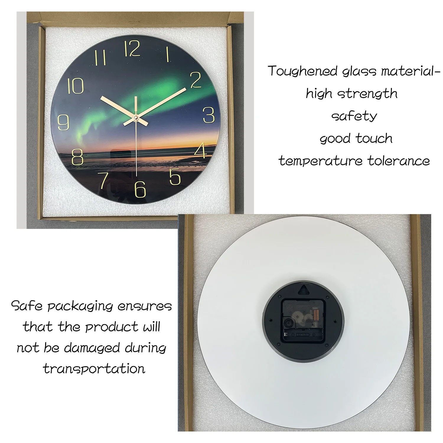 ساعة حائط زجاجية لتزيين المنزل وغرفة المعيشة وغرفة النوم وتصميم الشفق والساعة الصامتة والشاطئ 1 * *