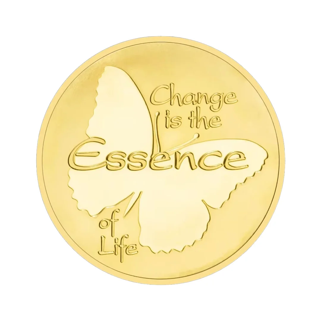 Change Is The Essence of Life Collectible Coin Gold Plated Encouraging Latters Commemorative Coins