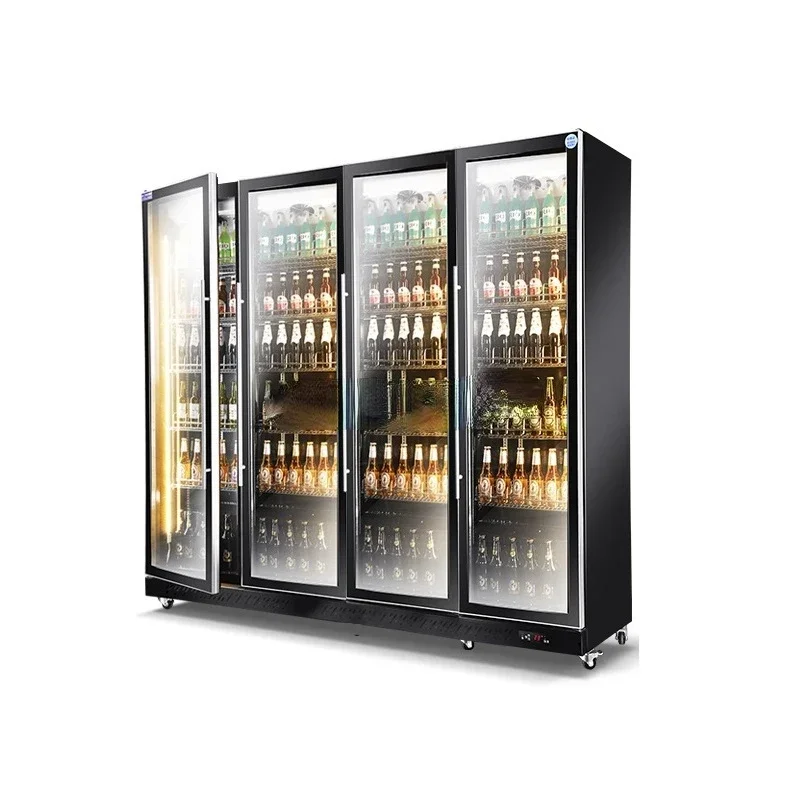 Commercial 4 glass door beer refrigerator visi cooler refrigerated display case fridge storage refrigerator