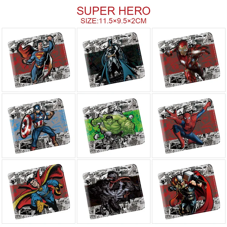 Marvel Spiderman Super Heroes Wallet Anime Men's Wallet Clutch Bag PU Cartoons Men Purse Card Holder Fashion Money Clip Wallet