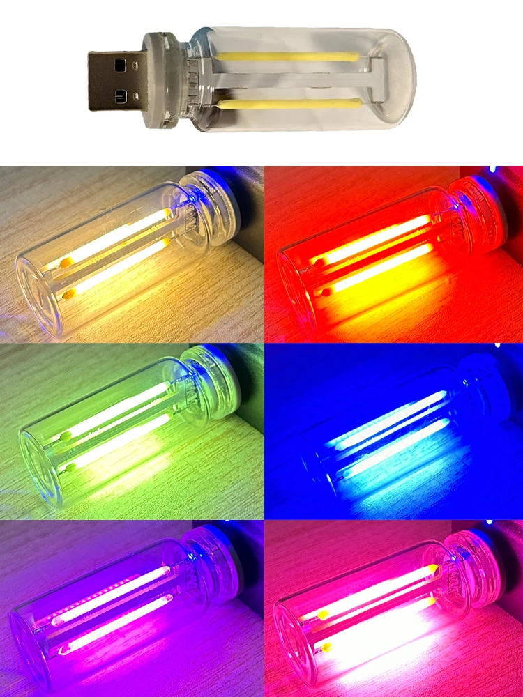 Ampoule LED Edison à Filament Tactile USB Rétro, Éclairage Décoratif In347, Veilleuse de Camping, 5V, 0.3W
