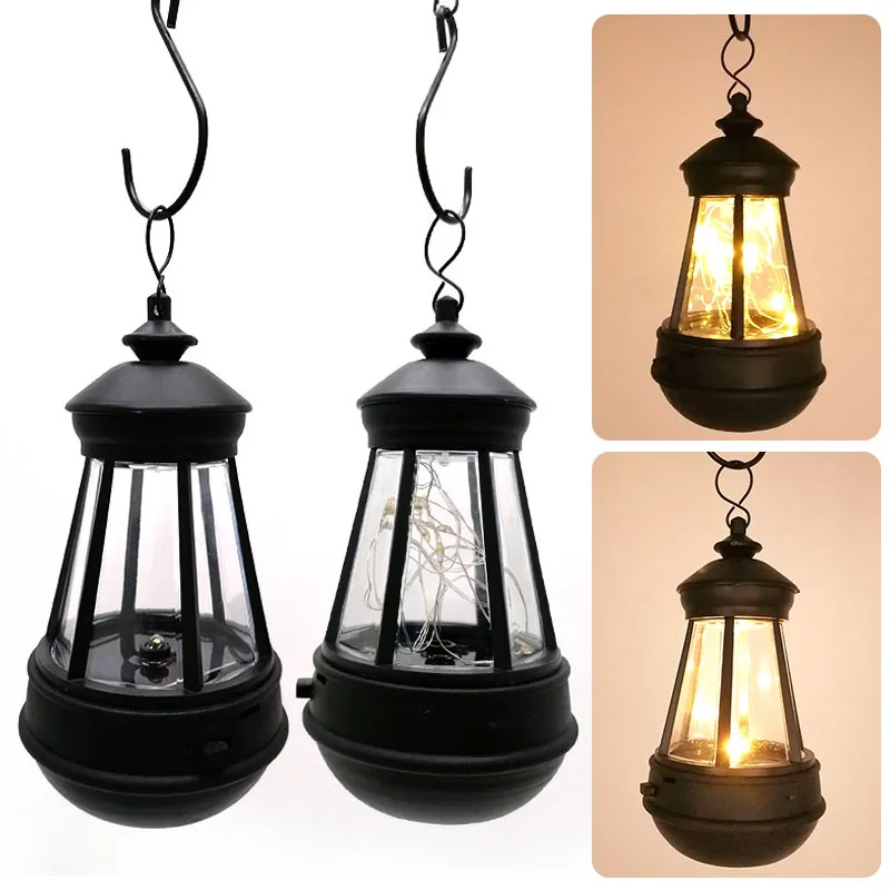 Solar Retro Lantern Decoration Waterproof Outdoor Garden Street Path Lawn Lamp Night Light With Hook