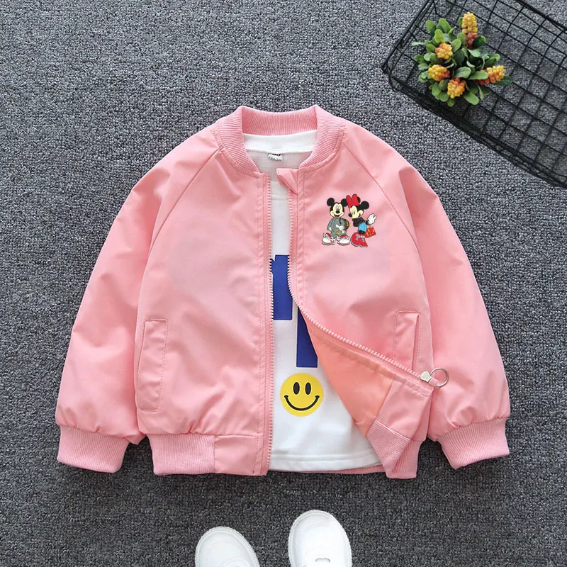 2024 New Spring Autumn Baby Girls Boys Minnie Mickey Mouse Jacket Coats Kids Cartoon Fashion Zipper Outerwear Children Clothing