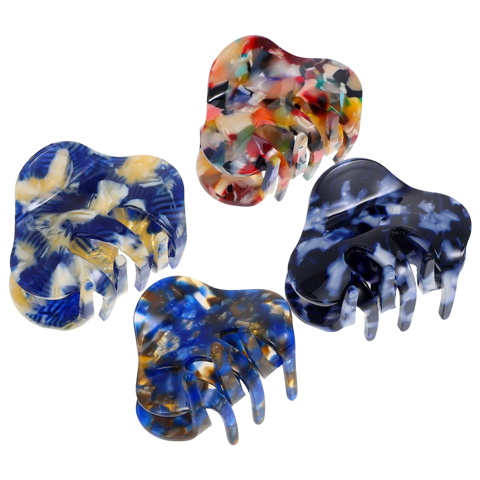 

4pcs Rhombus Claw Clips Acetate Durable Women Hair Accessories Styling Sectioning Barrettes Decorative Thick Hair