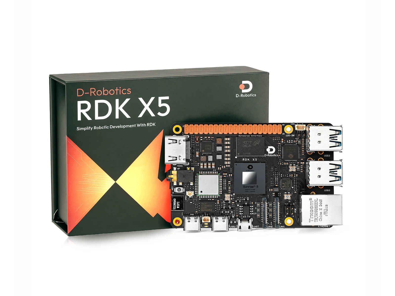 Waveshare D-Robotics RDK X5 Development Board,Powered By Sunrise 5 Chip,Octa-core Cortex A55 Processor, 10 TOPS Computing Power