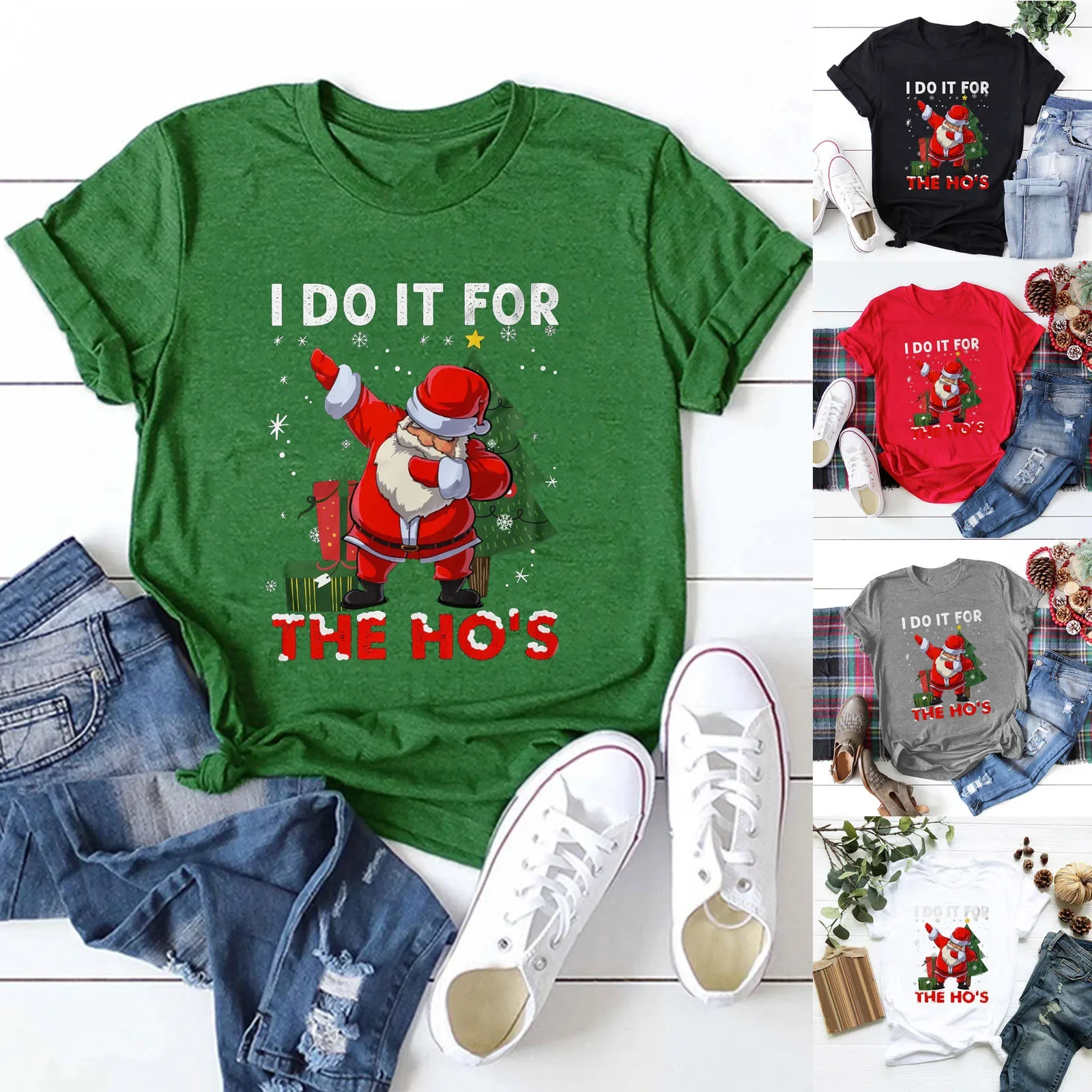

Santa Claus Printed Short-sleeved T-shirt