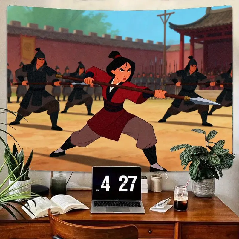 

1PC Disney Mulan Warrior Tapestry, Action Pose Heroine Wall Art, Brave Modern Polyester Room Decor, Aesthetic Gift for Fans