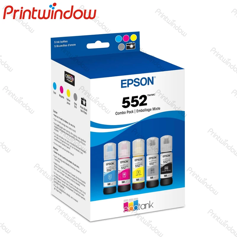 

1Set5PCS Original 70Ml Ultra-high Capacity 552 Ink Bottles For EPSON EcoTank ET-8500 ET-8550 Inkjet Printer