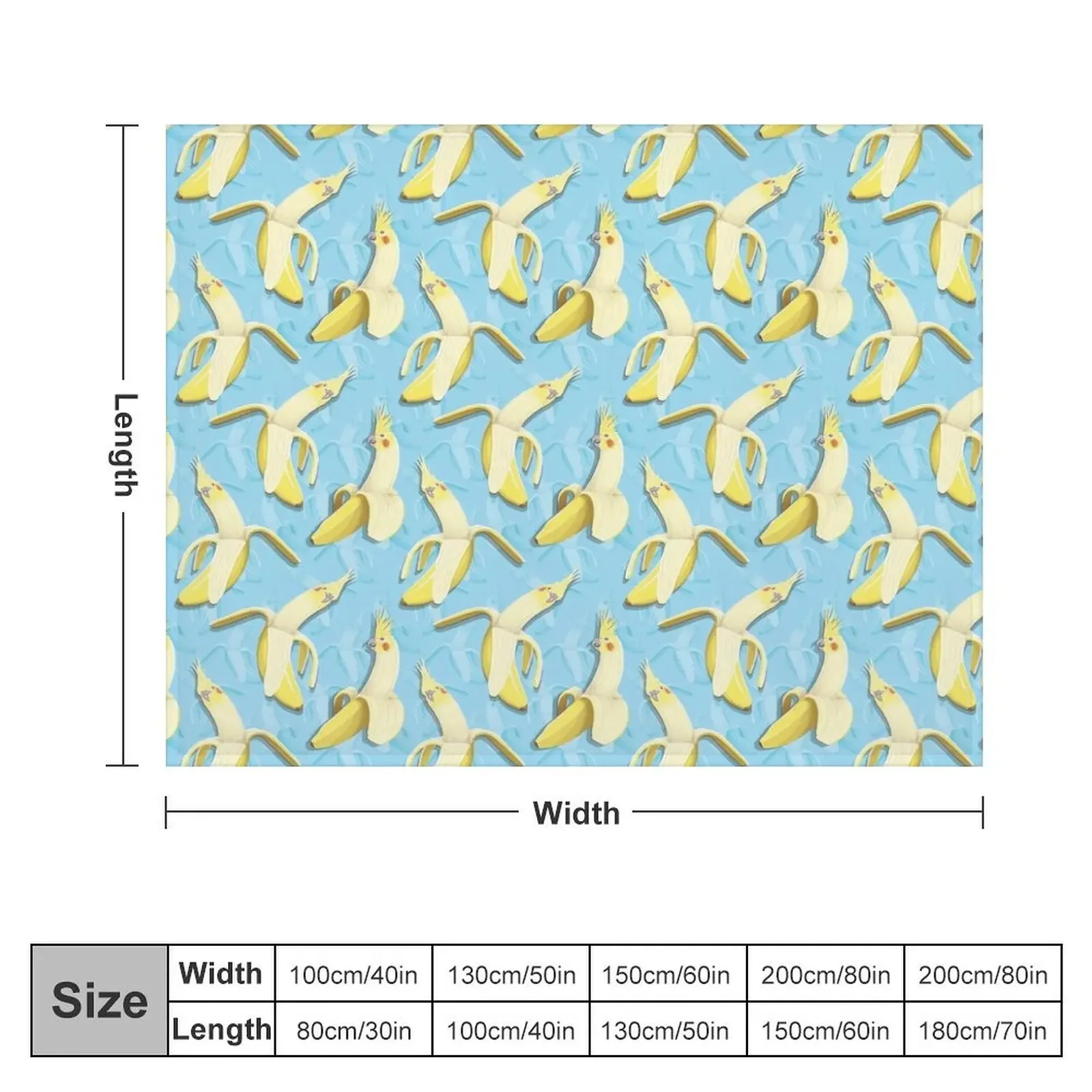 Bananaaaa! - Cockatiel Banana Pattern Throw Blanket Plaid Decoratives Soft Beds Blankets