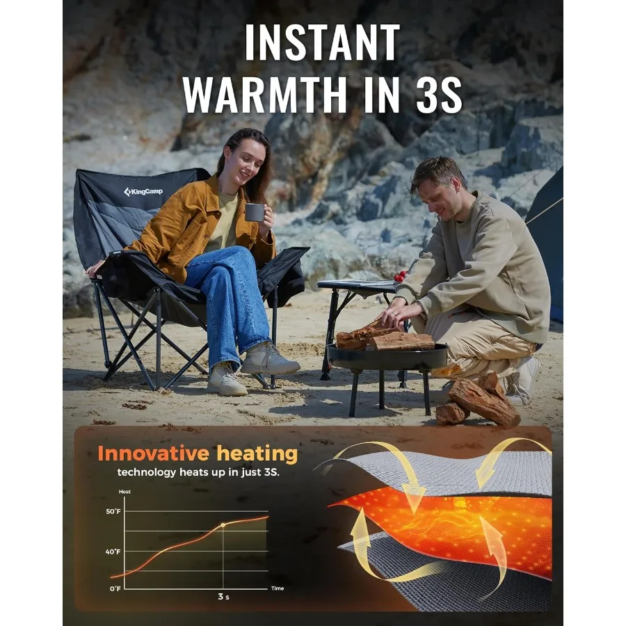 كرسي تخييم XL كبير الحجم ساخن عالي التحمل 500 رطل أريكة قابلة للطي للبالغين مبطن مقعد أريكة مريح كبير 3 مستويات حرارية ث #4