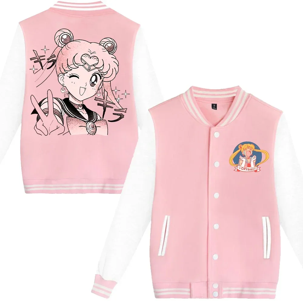 Sailor Moon Y2K Jacket Kawaii Cartoon Anime Printed Coat Girls Woman Casual Sporty Long Sleeves Adult Autumn Winter Clothing