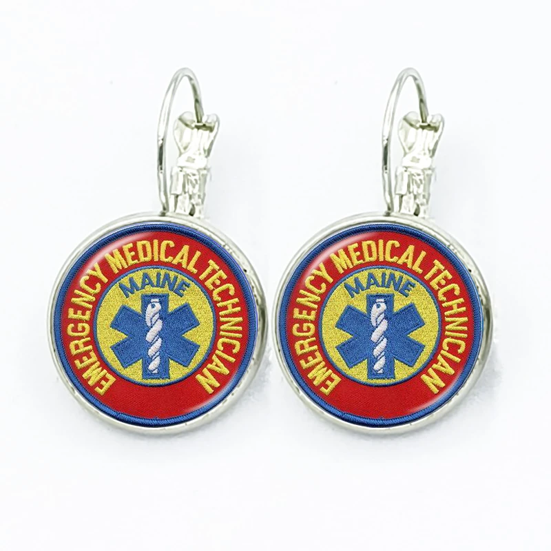 Emergency Medical Technician Paramedic Symbol Glass Gem Handmade Earrings Female Travel Jewelry