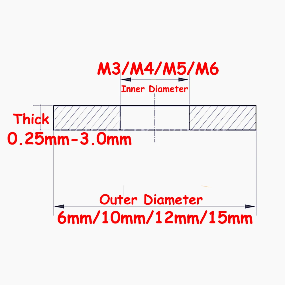 M3 M4 M5 M6 M8 Aluminum Alloy Flat Washers Assorted Sizes Gaskets for RC Car Parts Thicken Plain Gaskets Accessories