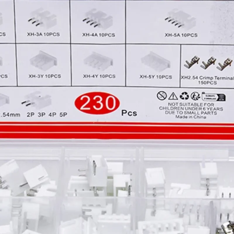 230pcs XH2.54 PH2.0 2p 3p 4p 5 Pin 2.54mm 2.0mm Pitch Terminal Kit Housing Pin Header JST Connector Wire Connectors Adaptor