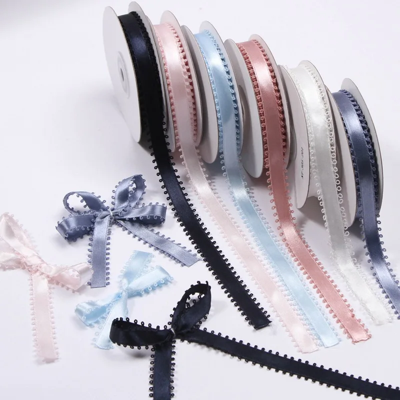 Cinta de raso de grosgrain Picot de 5 yardas y 10MM, envoltura de regalo, suministros de costura para ropa, lazos para el cabello DIY, decoración de sombrero, accesorios para manualidades, cinta